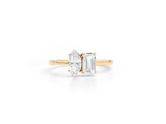 GIA-Certified 1.1tcw Marquise & Emerald-Cut Dual Diamond Ring in 18K Rose Gold