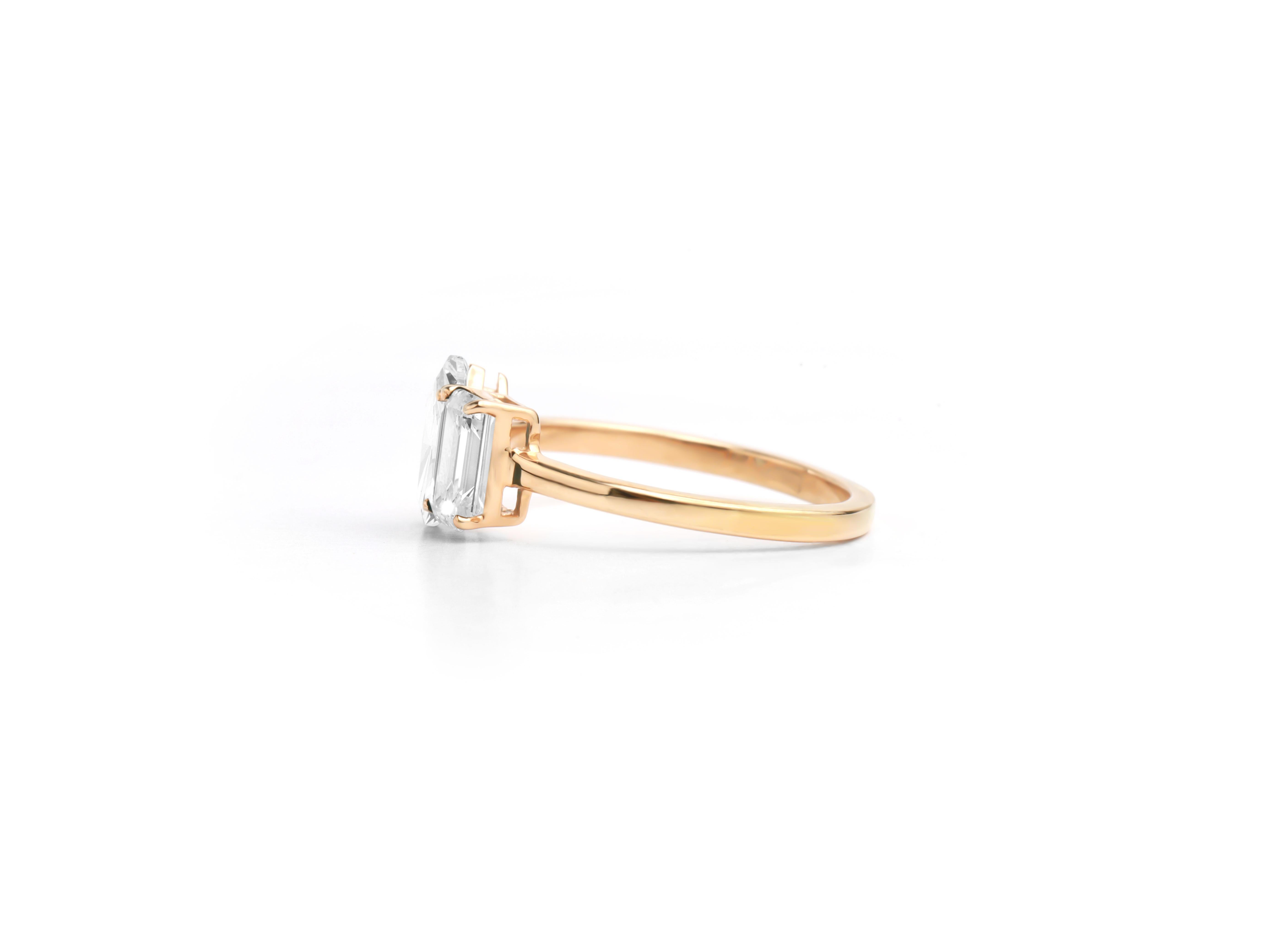 Marquise Cut GIA Report Certified Marquise Emerald Cut D IF Diamond Ring in 18k Yellow Gold For Sale