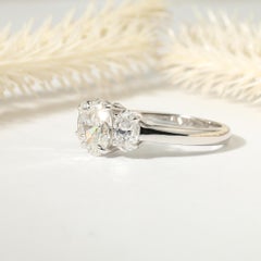 GIA Certified 1.7tcw Three-Stone Oval Diamond Engagement Ring in 950 Platinum