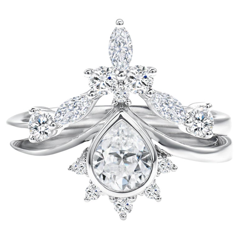 Customizable Certified 2 CT Pear Cut Diamond Engagement Ring Antique