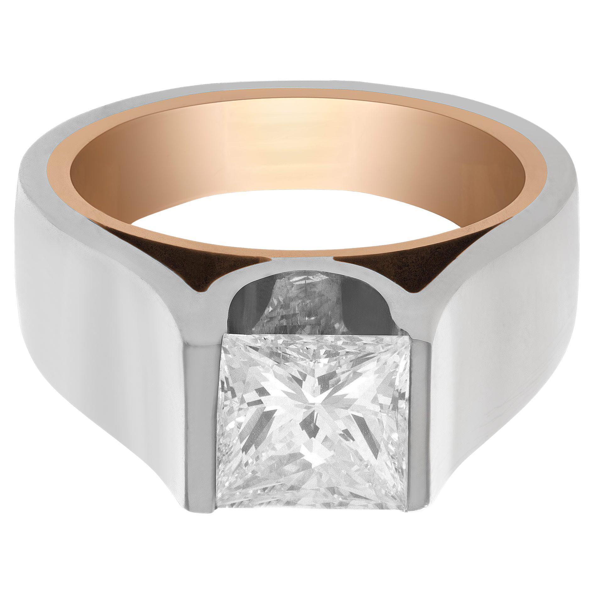 GIA Report Certified Rectangular Modified Brilliant Cut Diamond Ring, 1.49 Carat