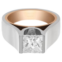 Vintage GIA Report Certified Rectangular Modified Brilliant Cut Diamond Ring, 1.49 Carat