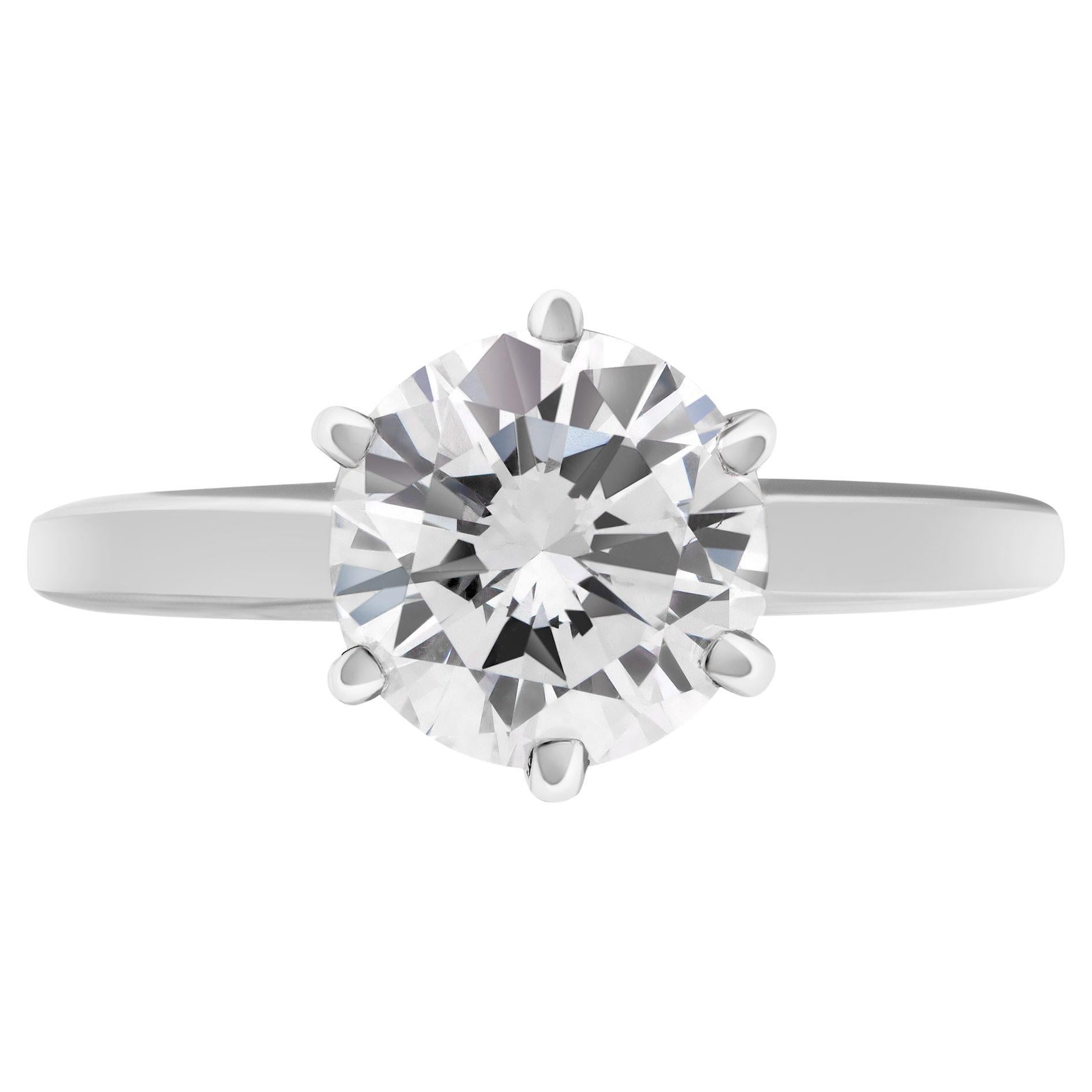 GIA Report Certified Round Brilliant Cut Diamond Ring 1.51 Carat For Sale