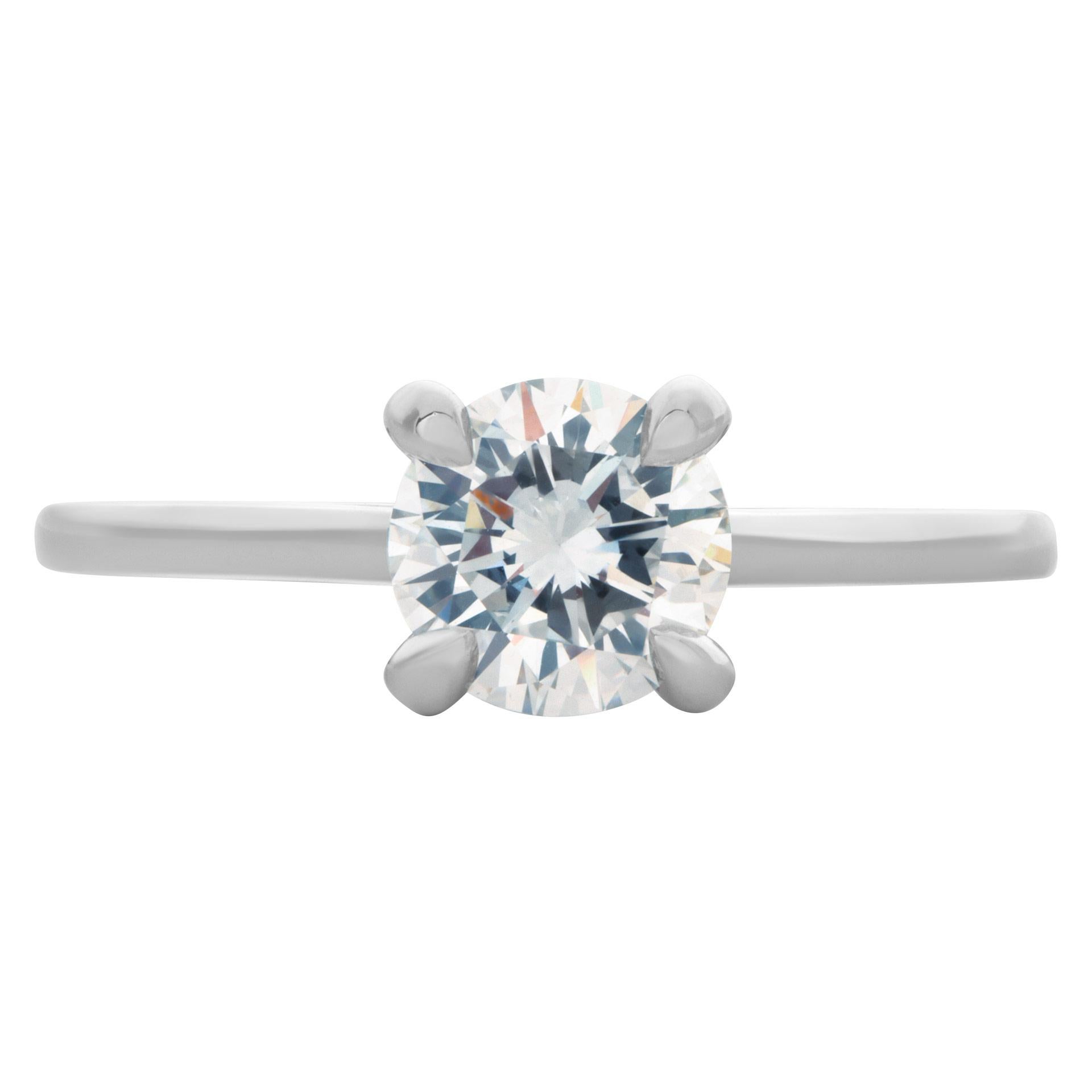 GIA report certified round brilliant cut diamond ring 1.01 carat (E color, IF clarity) set in platinum setting. Size 7. This GIA report certified ring is currently size 7 and some items can be sized up or down, please ask! It weighs 0 gramms and is