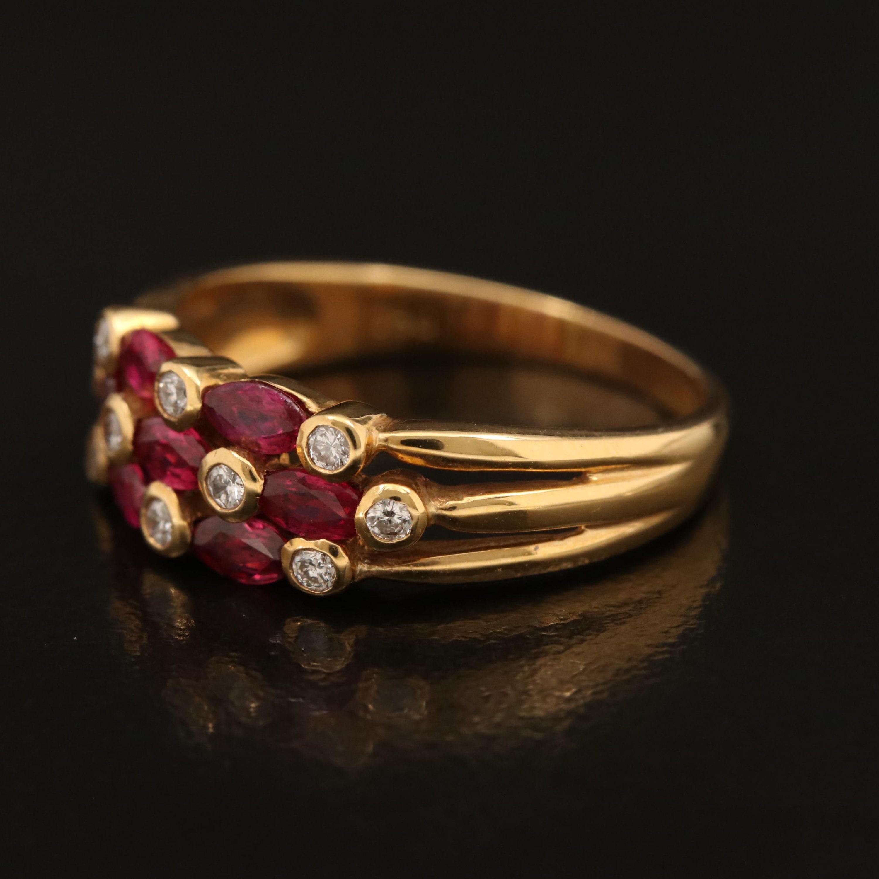 For Sale:  GIA Report Certified Ruby and Diamond Yellow Gold Engagement Ring Cluster Ring 2