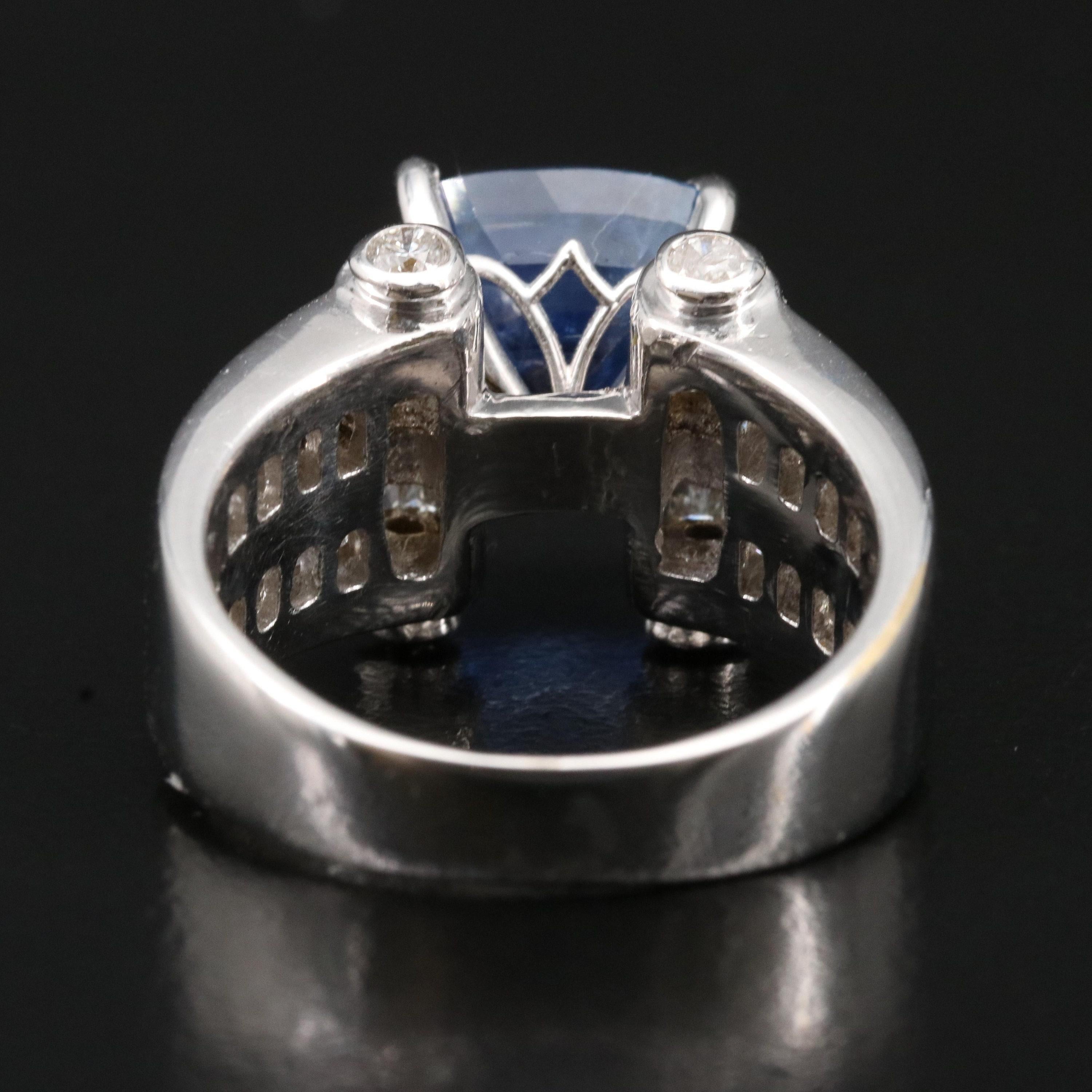 For Sale:  Vintage 5.6 Carat Sapphire and Diamond White Gold Engagement Ring Band Ring 4