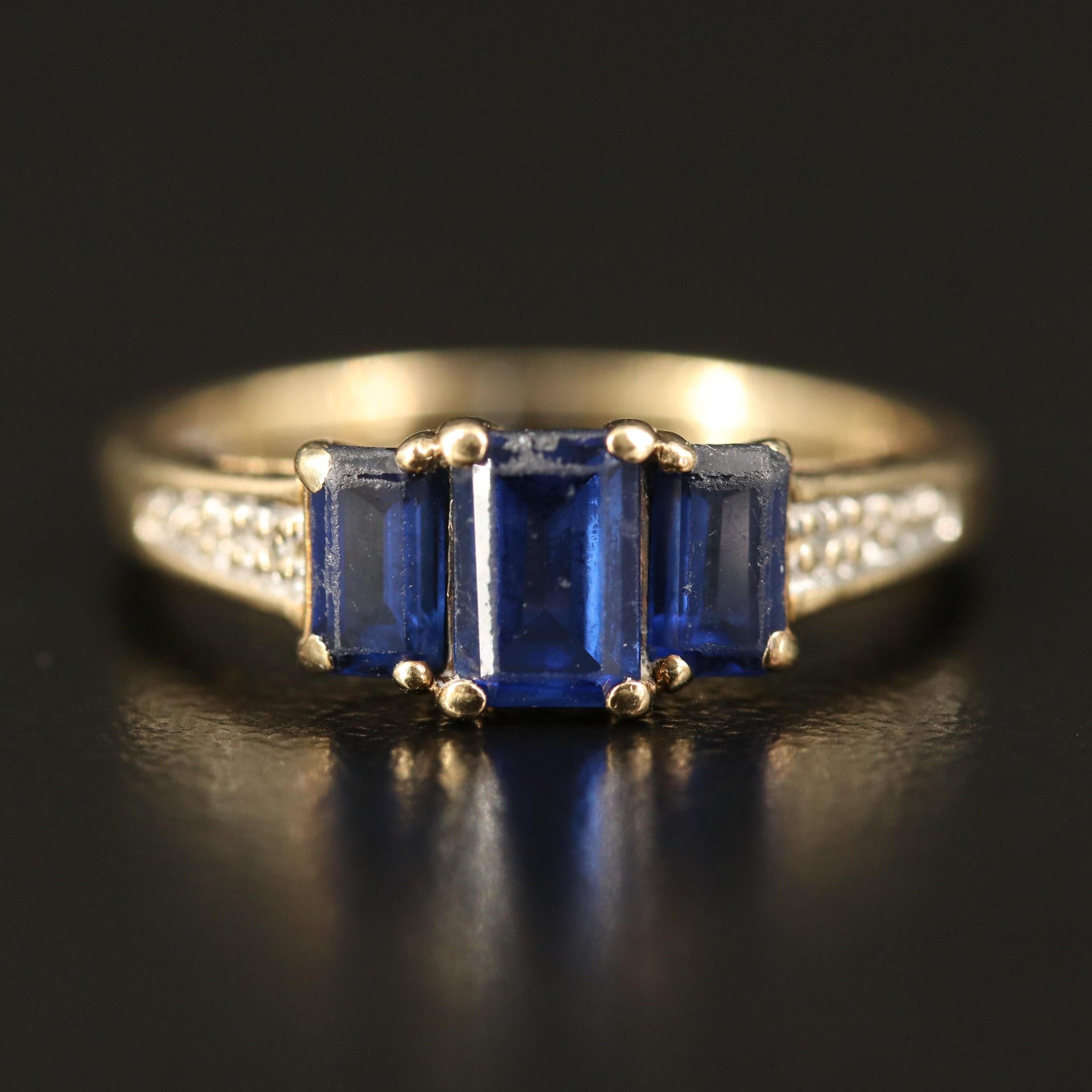 For Sale:  18K Gold Natural Sapphire and Diamond Antique Art Deco Style Engagement Ring 4