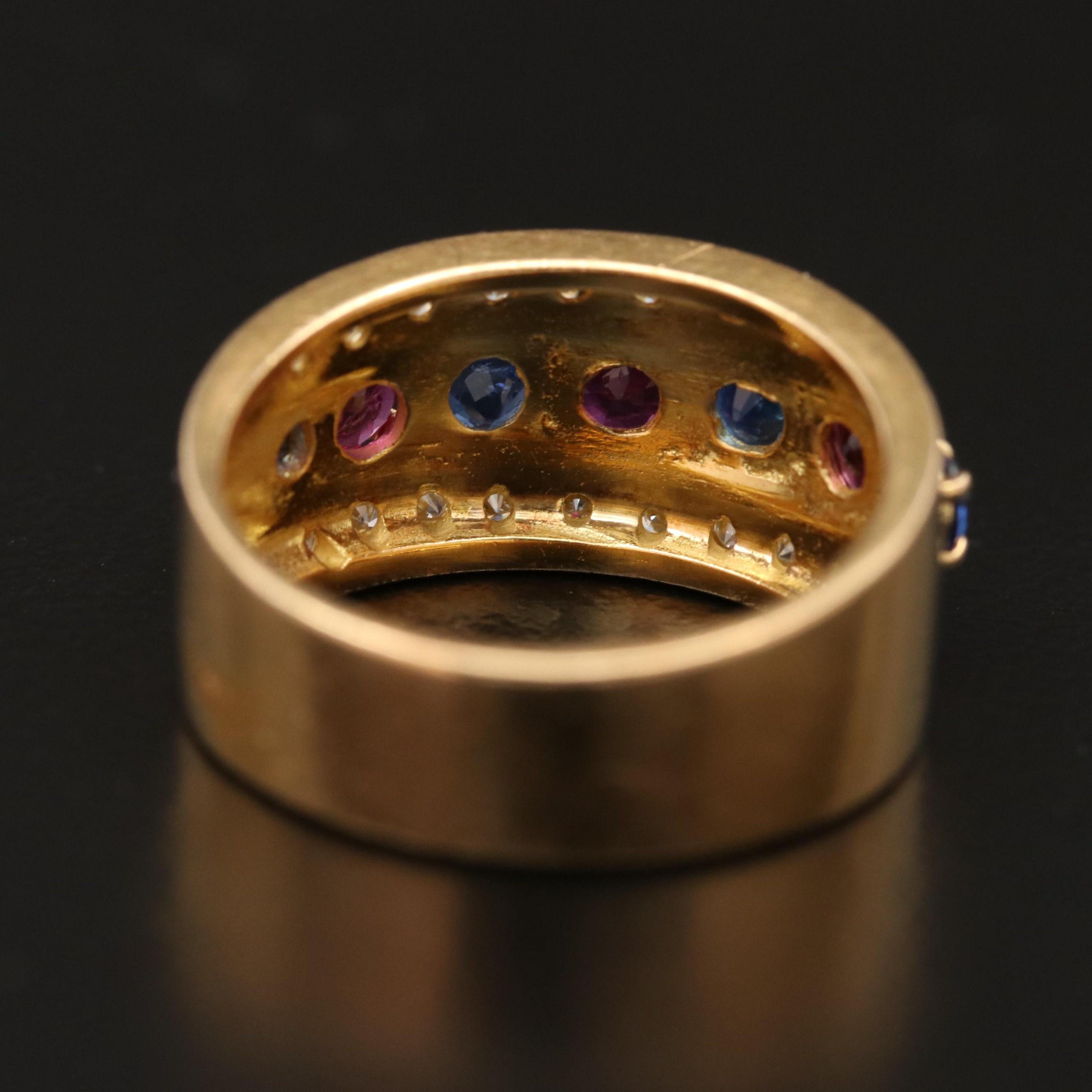 For Sale:  Natural Ruby Sapphire Diamond Engagement Ring Set in 18K Gold, Cocktail Ring 4