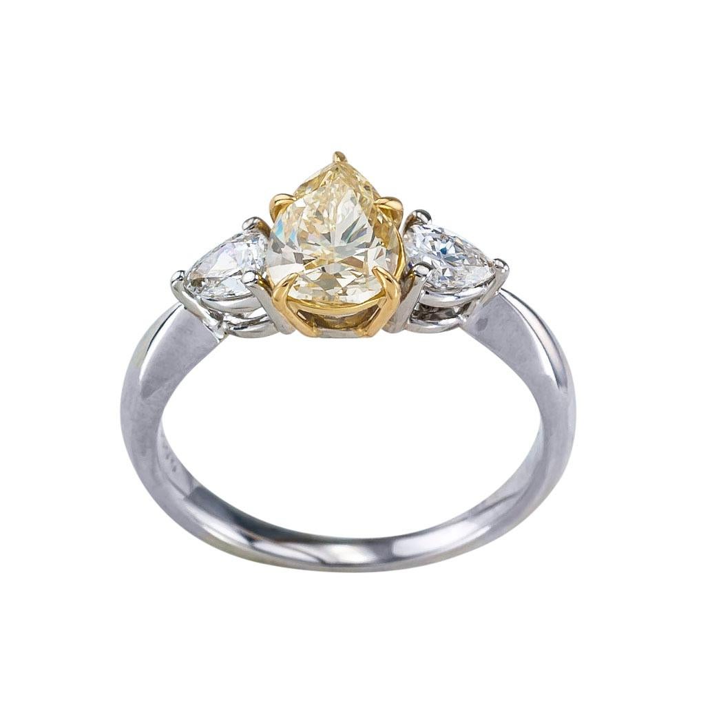 Contemporary GIA Report Certified Yellow Diamond Engagement Ring