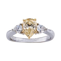 Vintage GIA Report Certified Yellow Diamond Engagement Ring