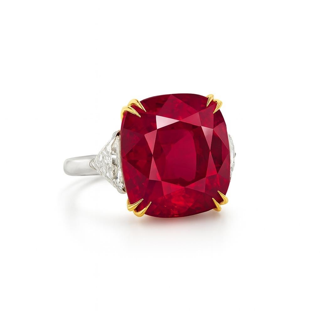 Contemporaneo Anello di rubini e diamanti del Mozambico con referto GIA in vendita