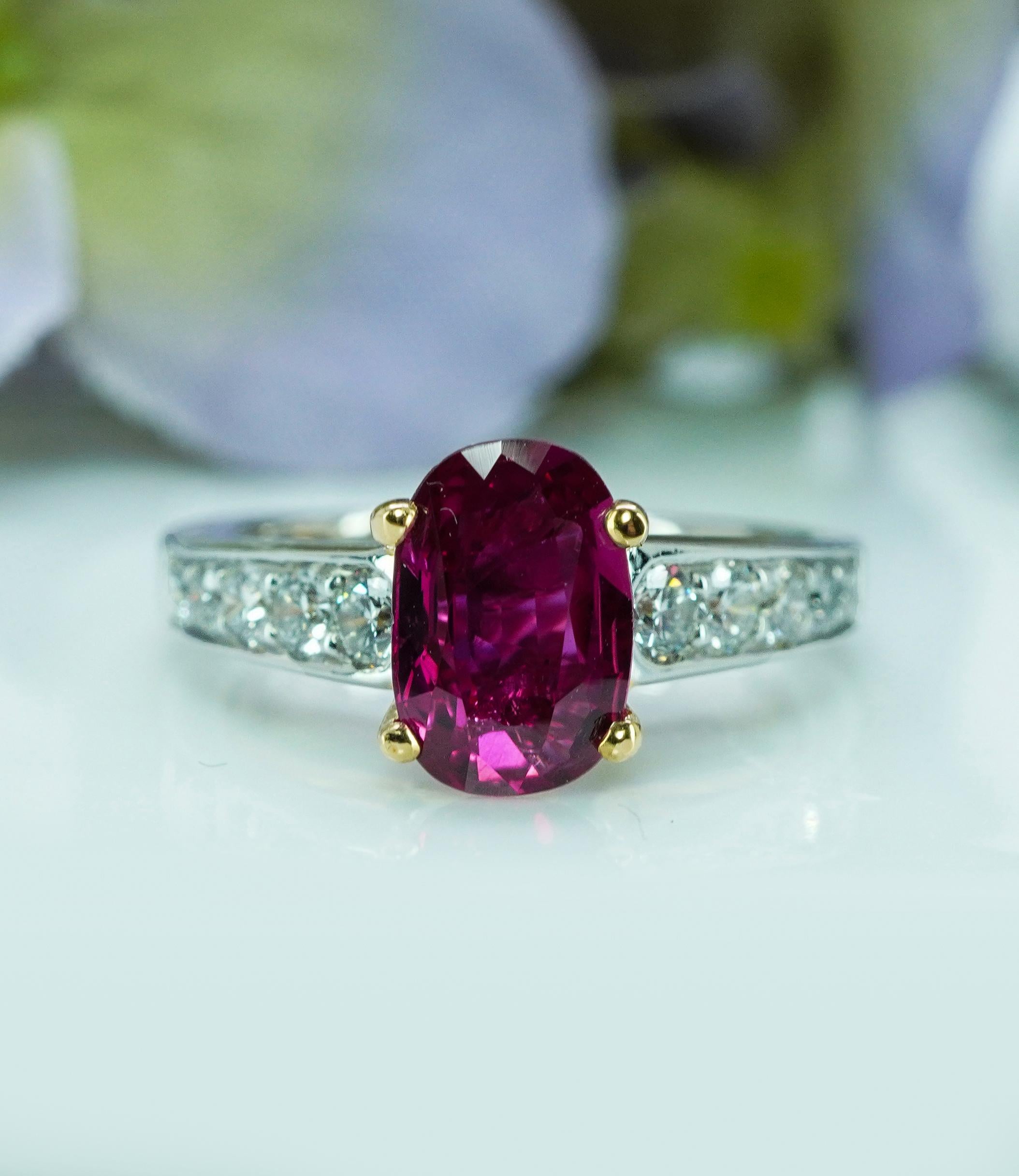 GIA Richard Krementz Rubí tailandés natural Diamante Anillo de platino RKG 1866 Cert en venta 4