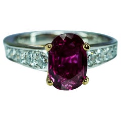 GIA Richard Krementz Rubí tailandés natural Diamante Anillo de platino RKG 1866 Cert