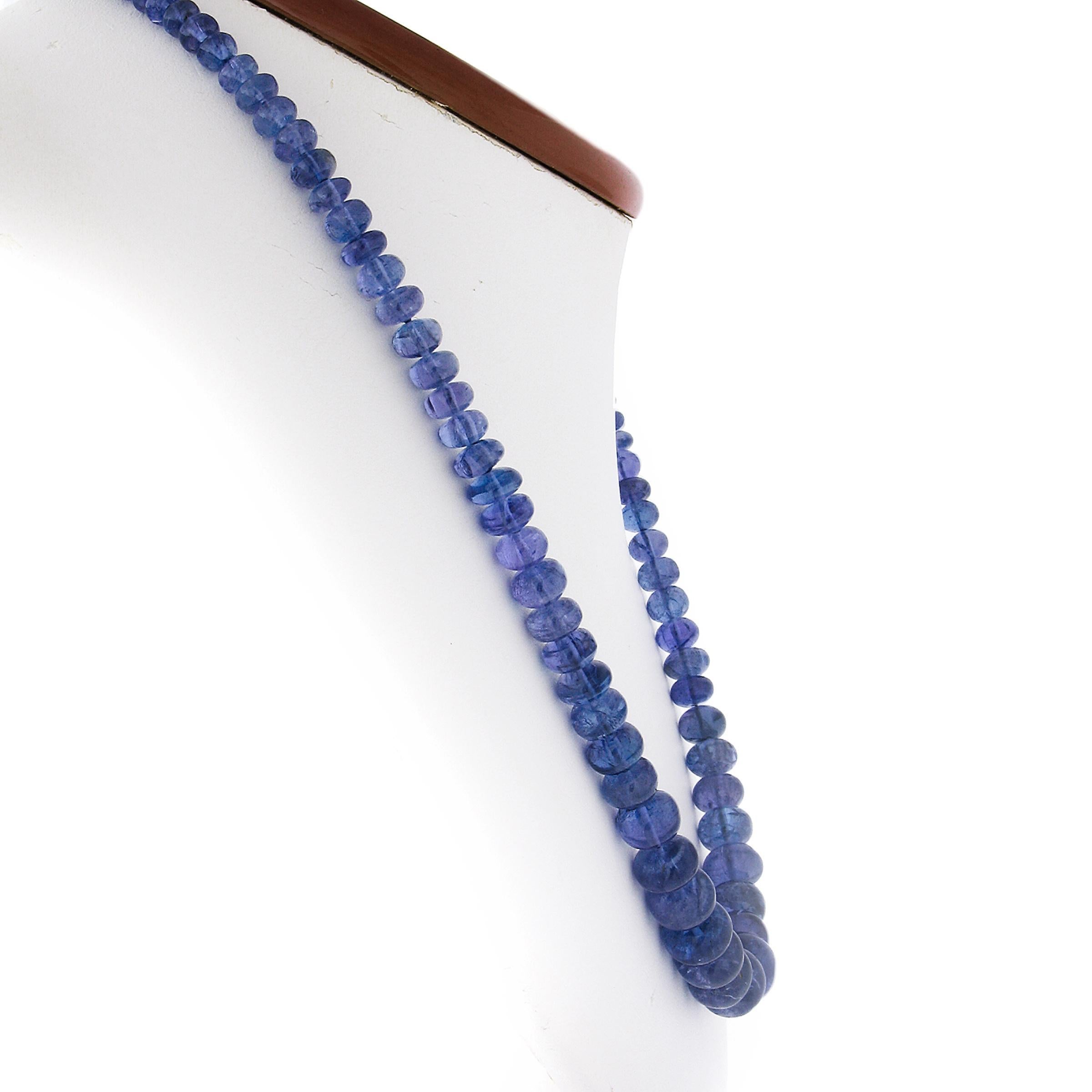GIA Rondelle Beads Tanzanite Graduated Strand Necklace w/ 14k Gold Chain & Clasp In Excellent Condition For Sale In Montclair, NJ