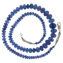 GIA Rondelle Beads Tanzanite Graduated Strand Necklace w/ 14k Gold Chain & Clasp