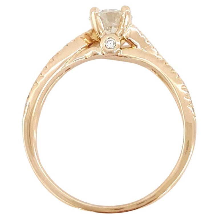 Modern GIA Rose Gold Round Brilliant Cut Diamond Crossover Engagement Ring For Sale
