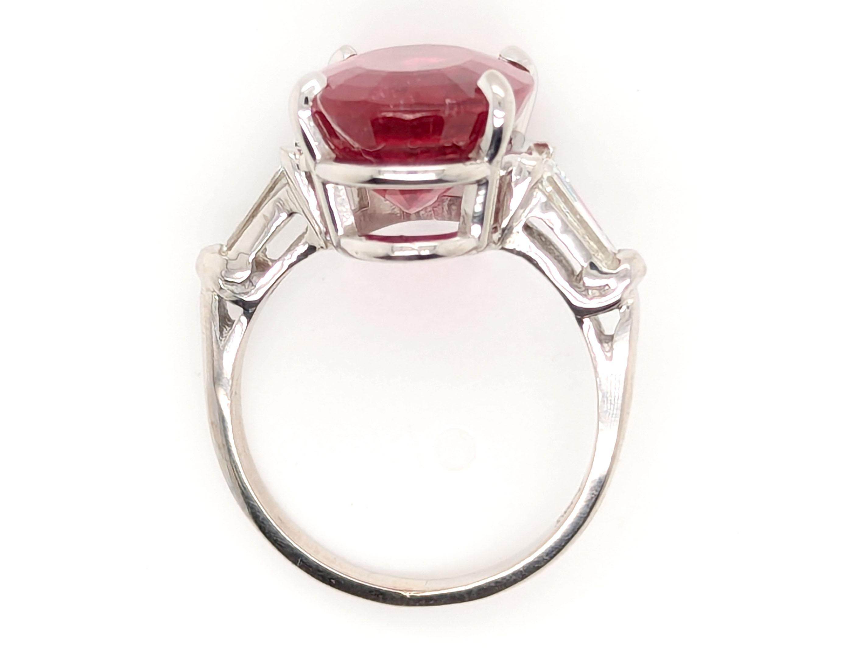 Art déco Bague en diamant rubellite GIA 8.36ct Original 1930's -1950's 14K Red Tourmaline en vente