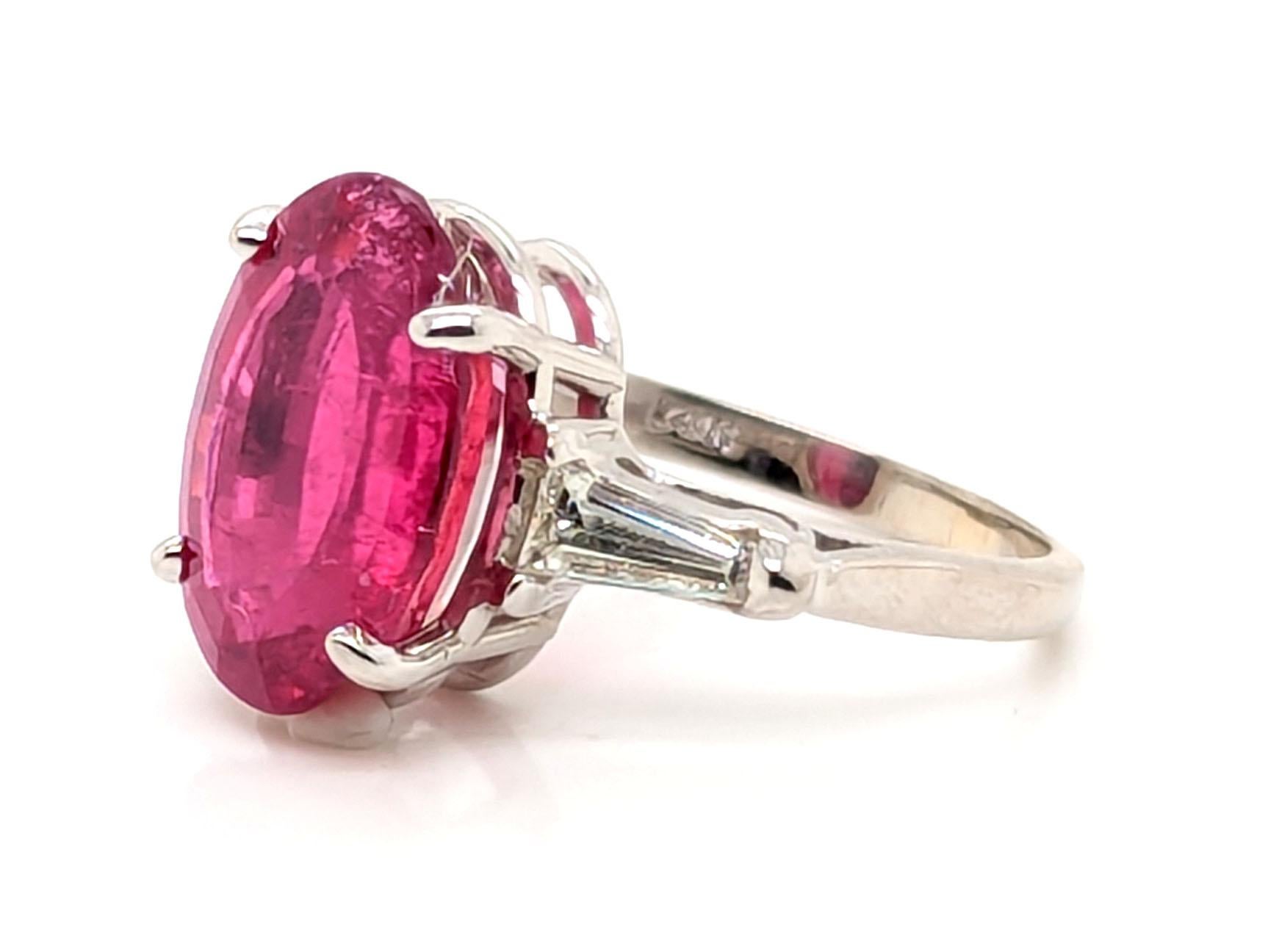 Bague en diamant rubellite GIA 8.36ct Original 1930's -1950's 14K Red Tourmaline Excellent état - En vente à Dearborn, MI