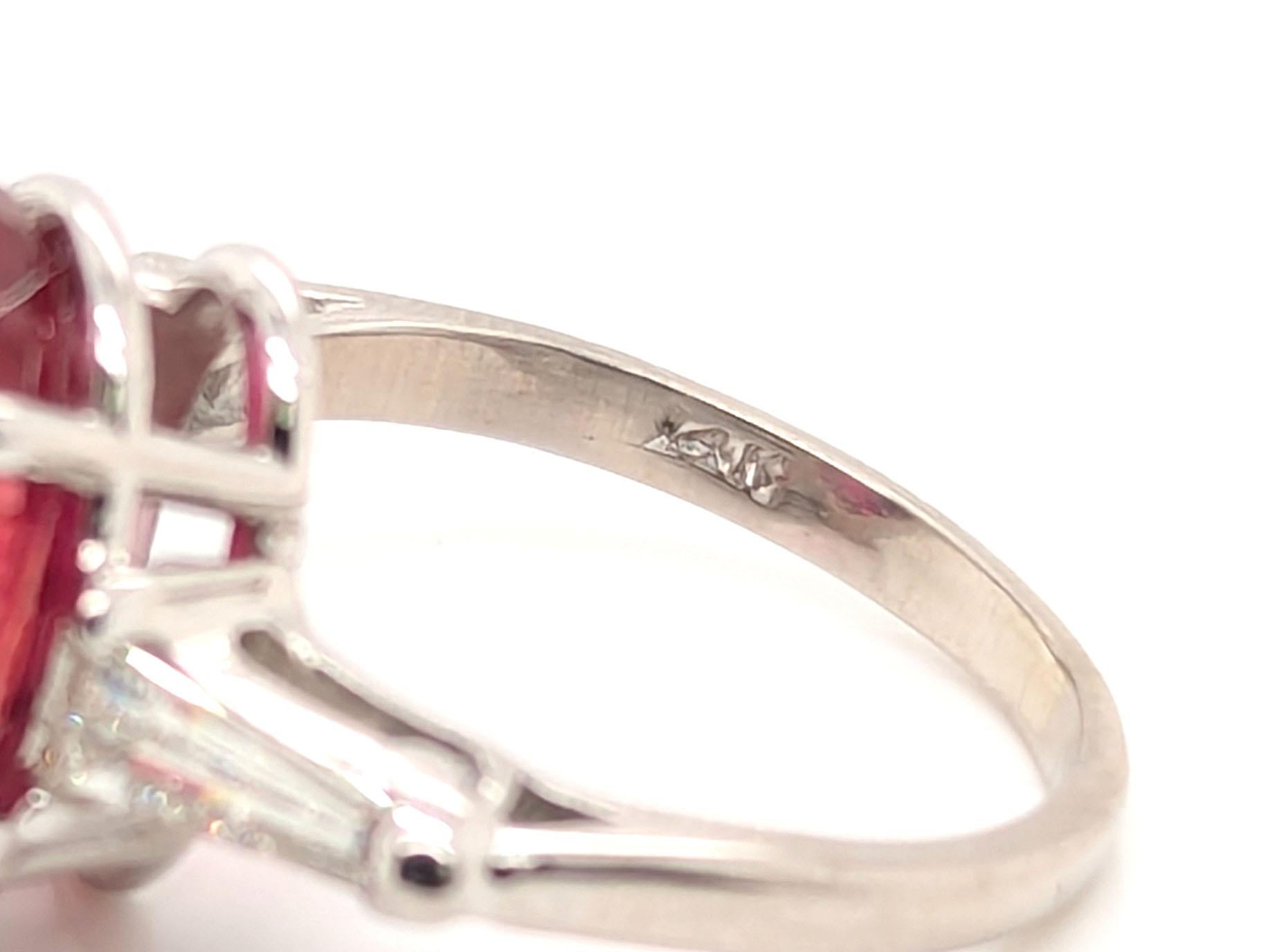 Bague en diamant rubellite GIA 8.36ct Original 1930's -1950's 14K Red Tourmaline Pour femmes en vente