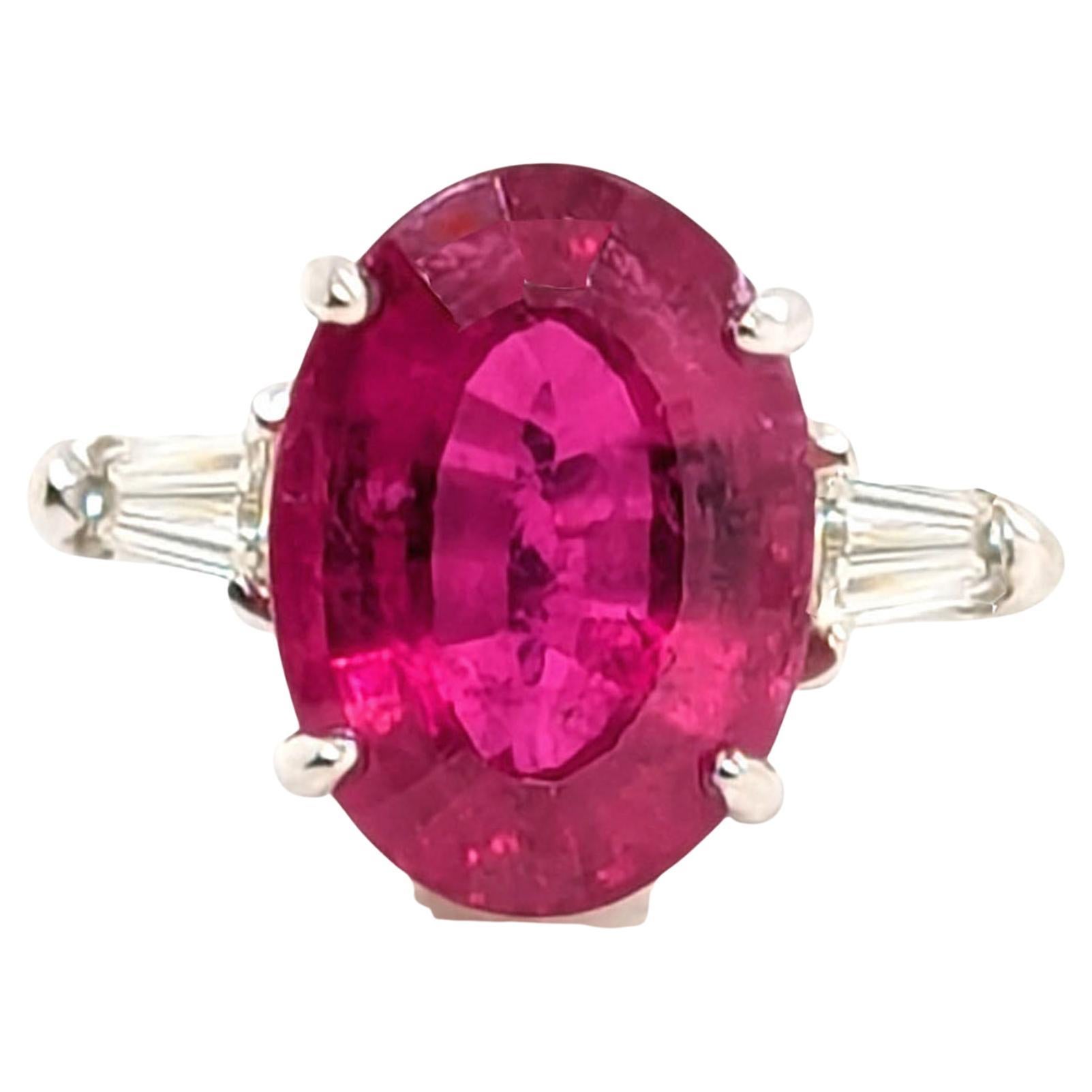 Bague en diamant rubellite GIA 8.36ct Original 1930
s -1950
s 14K Red Tourmaline