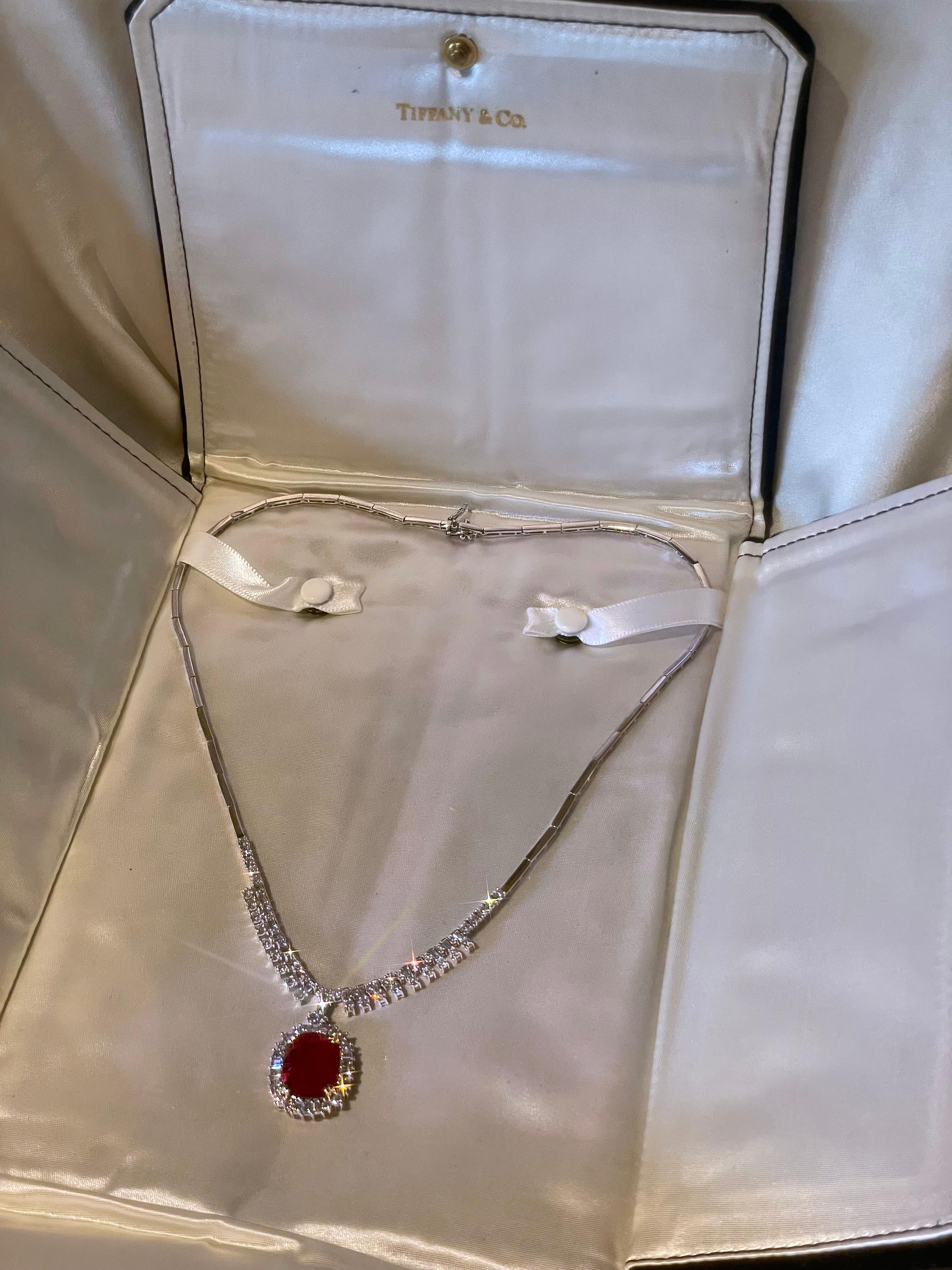 GIA Rubin 18K No Heat Diamant Halskette Anhänger VS Fine Vintage Huge 13,97 Karat 5
