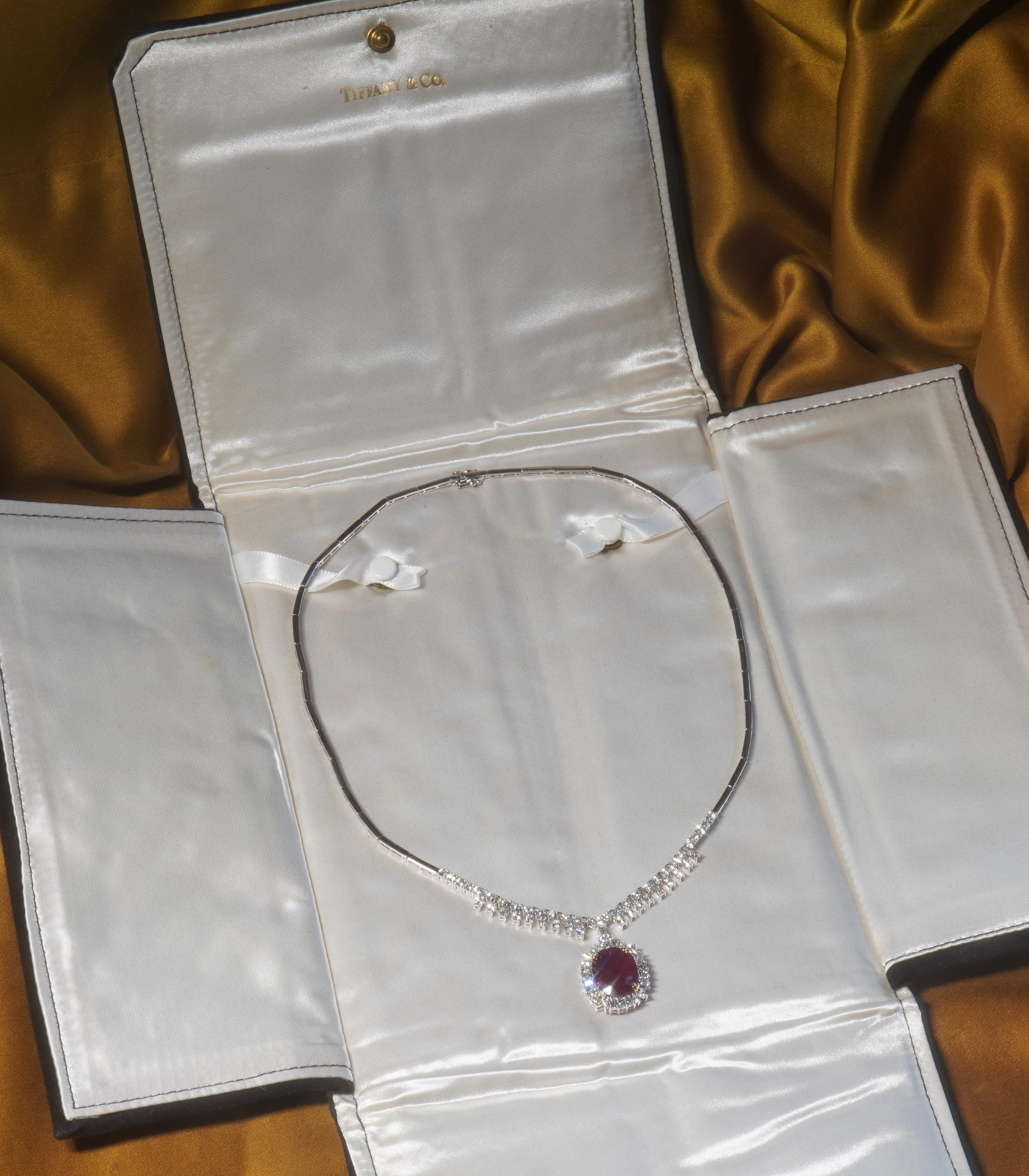 GIA Rubin 18K No Heat Diamant Halskette Anhänger VS Fine Vintage Huge 13,97 Karat 4