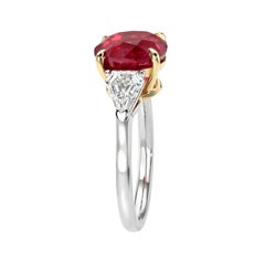 4.54 Carat Oval Ruby Shield Diamond Platinum and 18K Yellow Gold Ring
