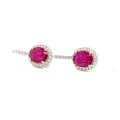 Boucles d'oreilles en or blanc 18 carats avec rubis et diamants GIA