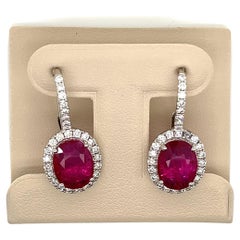 GIA Ruby & Diamond Earrings in 18 Karat White Gold