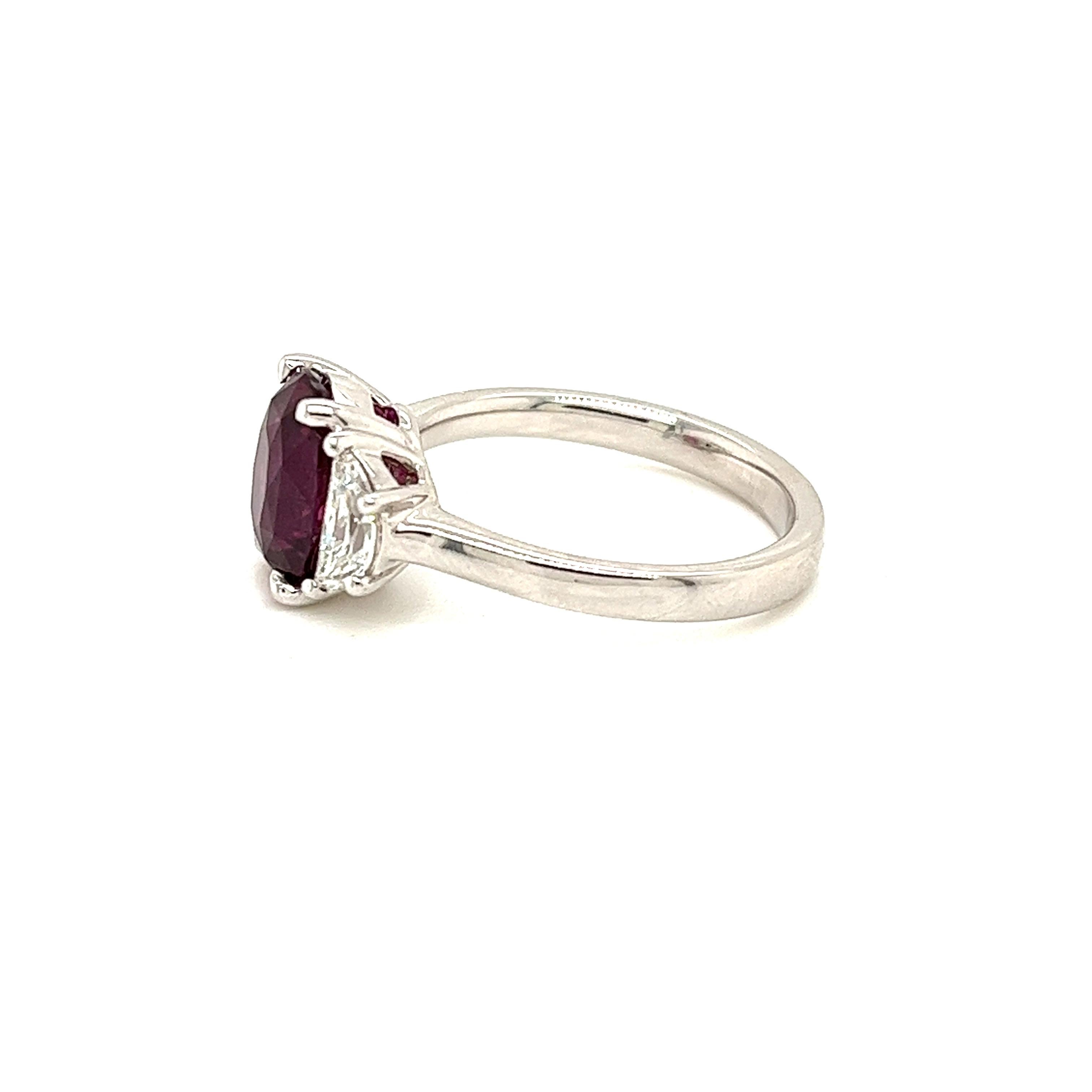 Modern GIA Ruby & Diamond Ring in 18 Karat White Gold For Sale