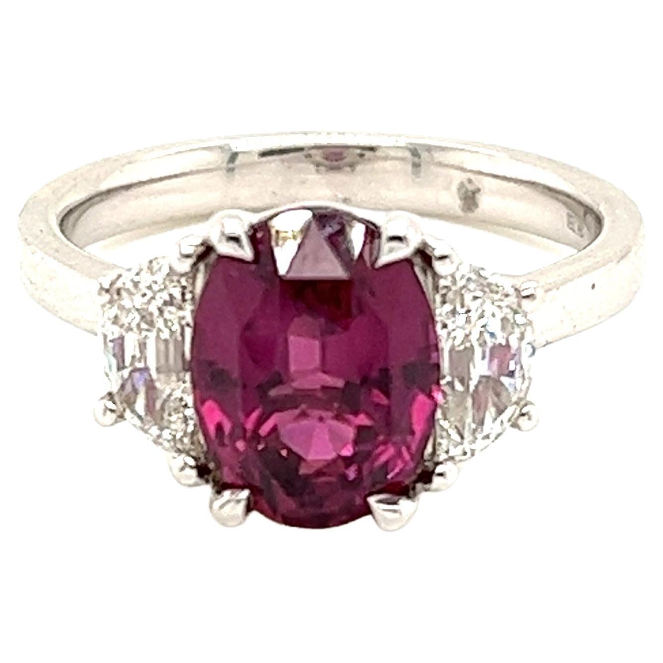 GIA Ruby & Diamond Ring in 18 Karat White Gold For Sale