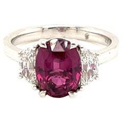 GIA Ruby & Diamond Ring in 18 Karat White Gold