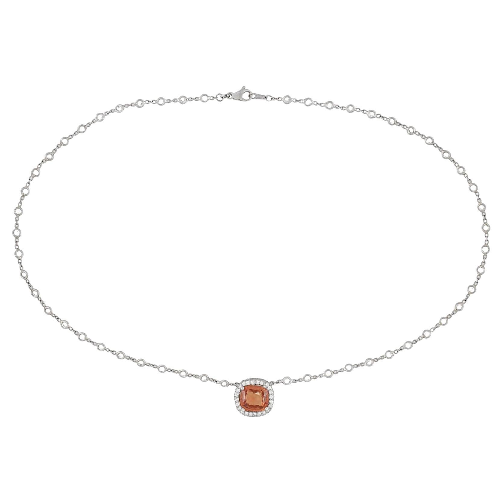 GIA Sapphire and Diamond Pendant Necklace