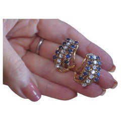 GIA Sapphire Burma No Heat Diamond Vintage 14K Earrings VS Fine 4.94 Carats