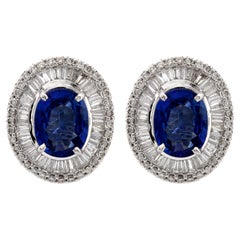 GIA Saphir-Diamant-Ohrringe mit Halo aus 18 Karat Weißgold