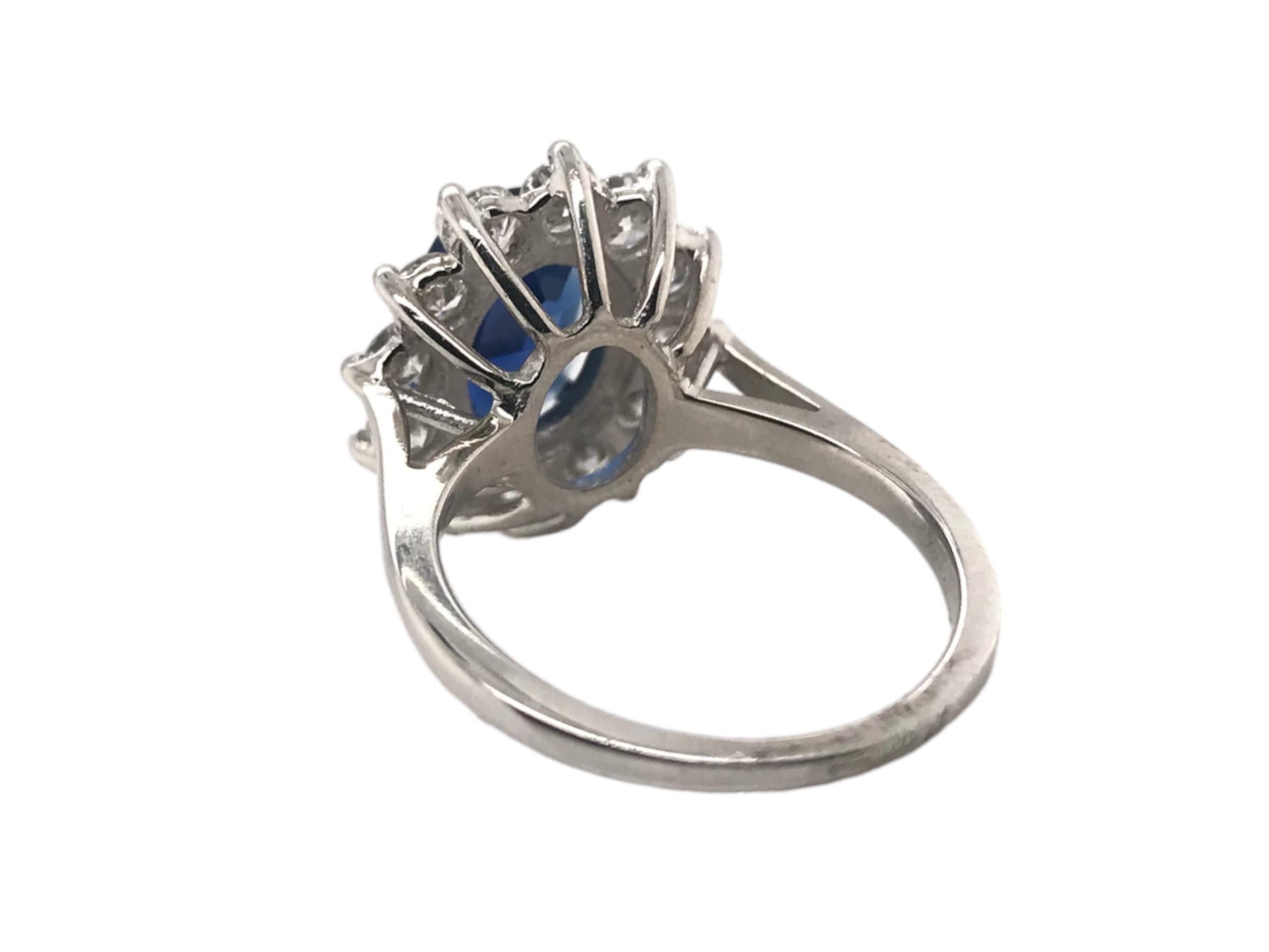 Women's GIA Sapphire & Diamond Halo Ring 14K White Gold