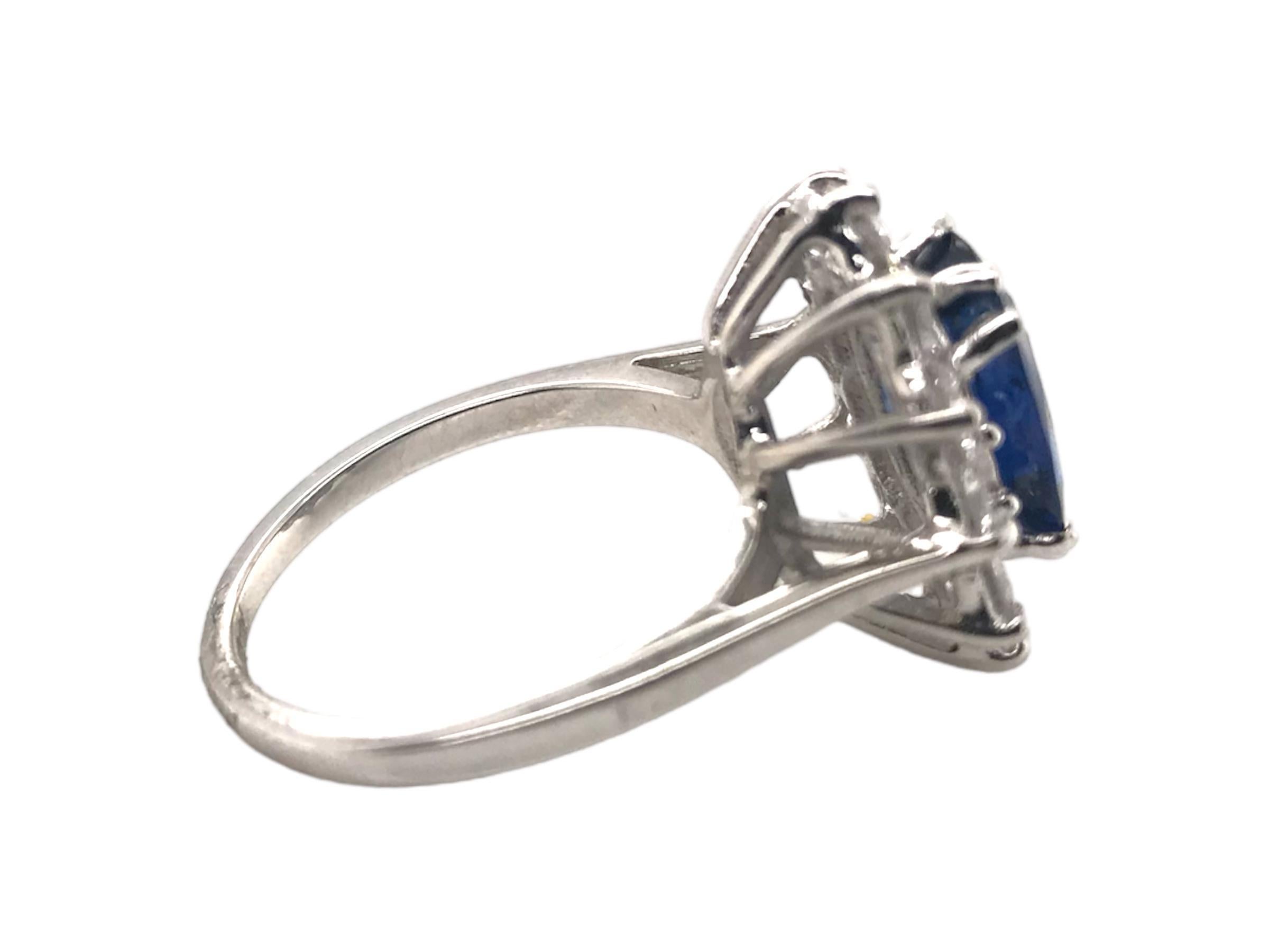 GIA Sapphire & Diamond Halo Ring 14K White Gold 1