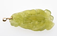 GIA Serpentine Gemstone Carved Pendant