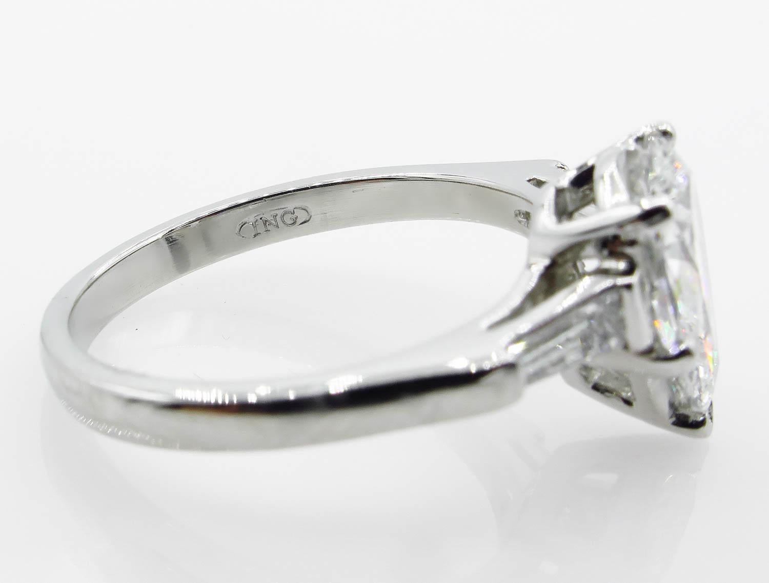 GIA Shy 2.00 Carat Colorless Pear Diamond Engagement Wedding Platinum Ring 1