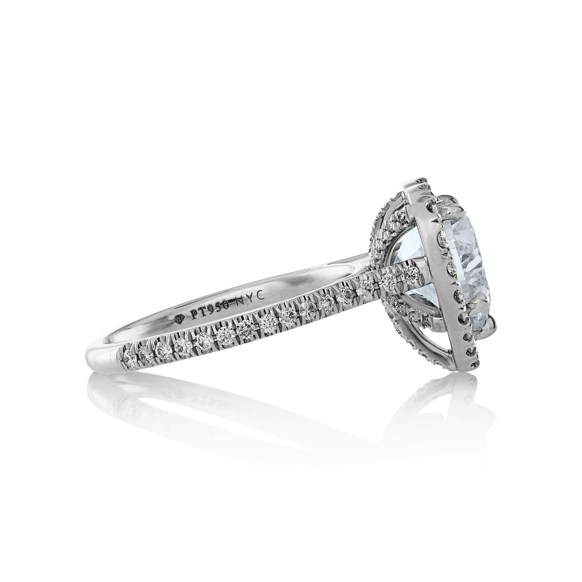 Romantic GIA shy 4.0ctw HEART Shaped Diamond Halo Estate Vintage Engagement Platinum Ring For Sale