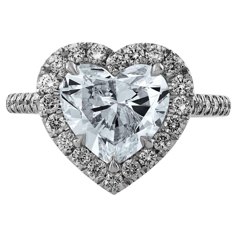 GIA shy 4.0ctw HEART Shaped Diamond Halo Estate Vintage Engagement
