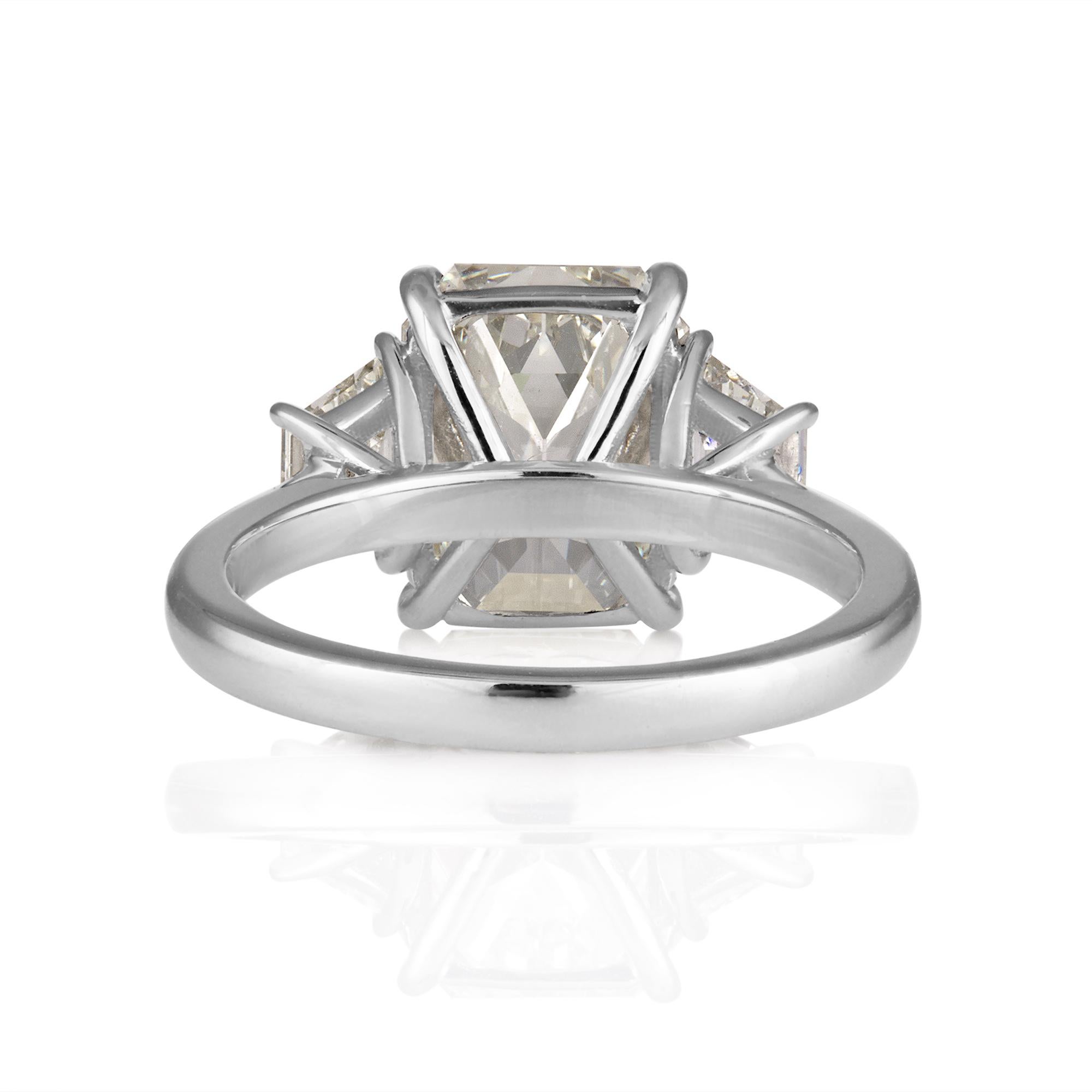 GIA Shy 5.0ct Estate Vintage Emerald Diamond Three Stone Engagement Wedding Plat 1