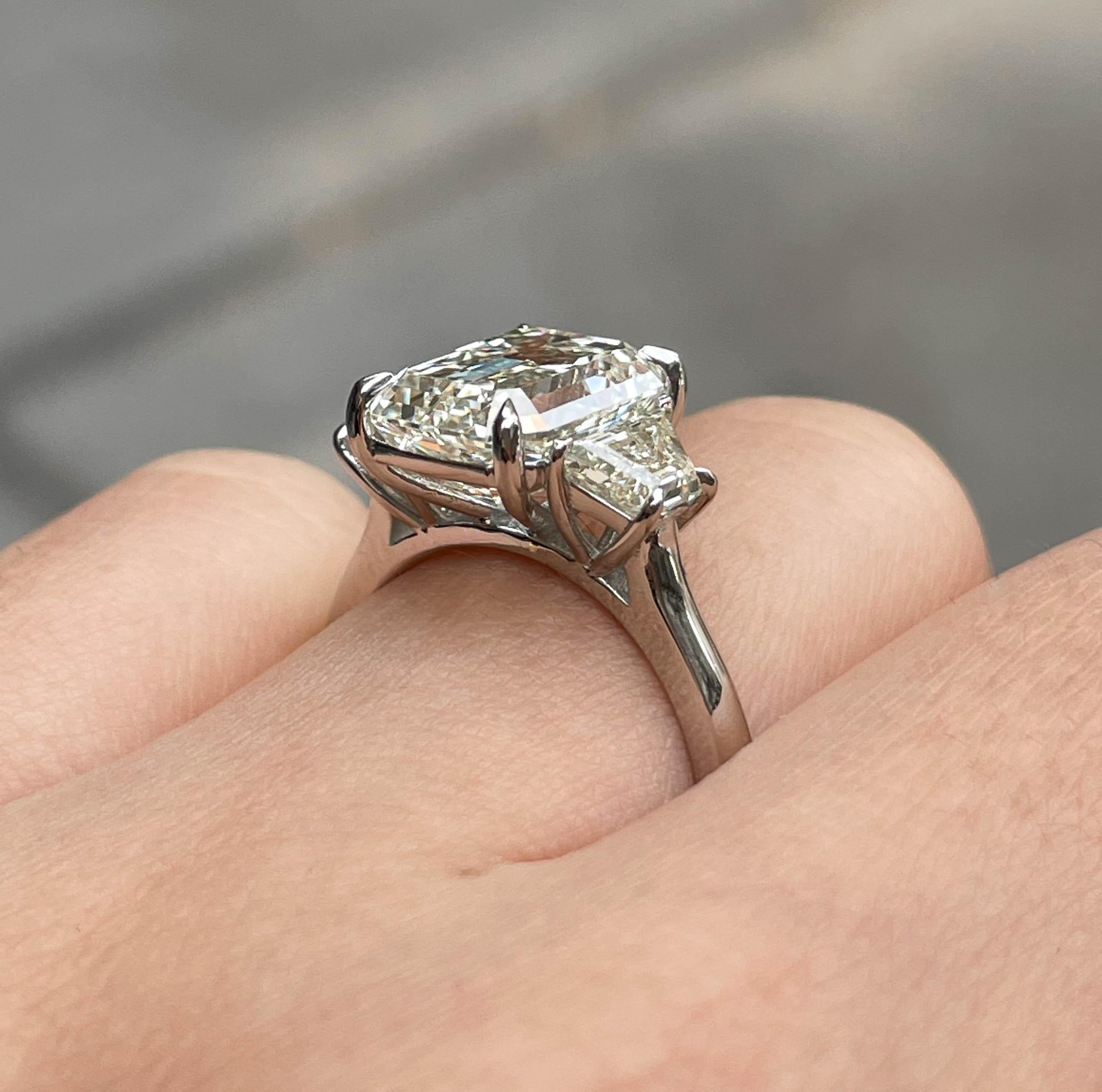 GIA Shy 5.0ct Estate Vintage Emerald Diamond Three Stone Engagement Wedding Plat 6