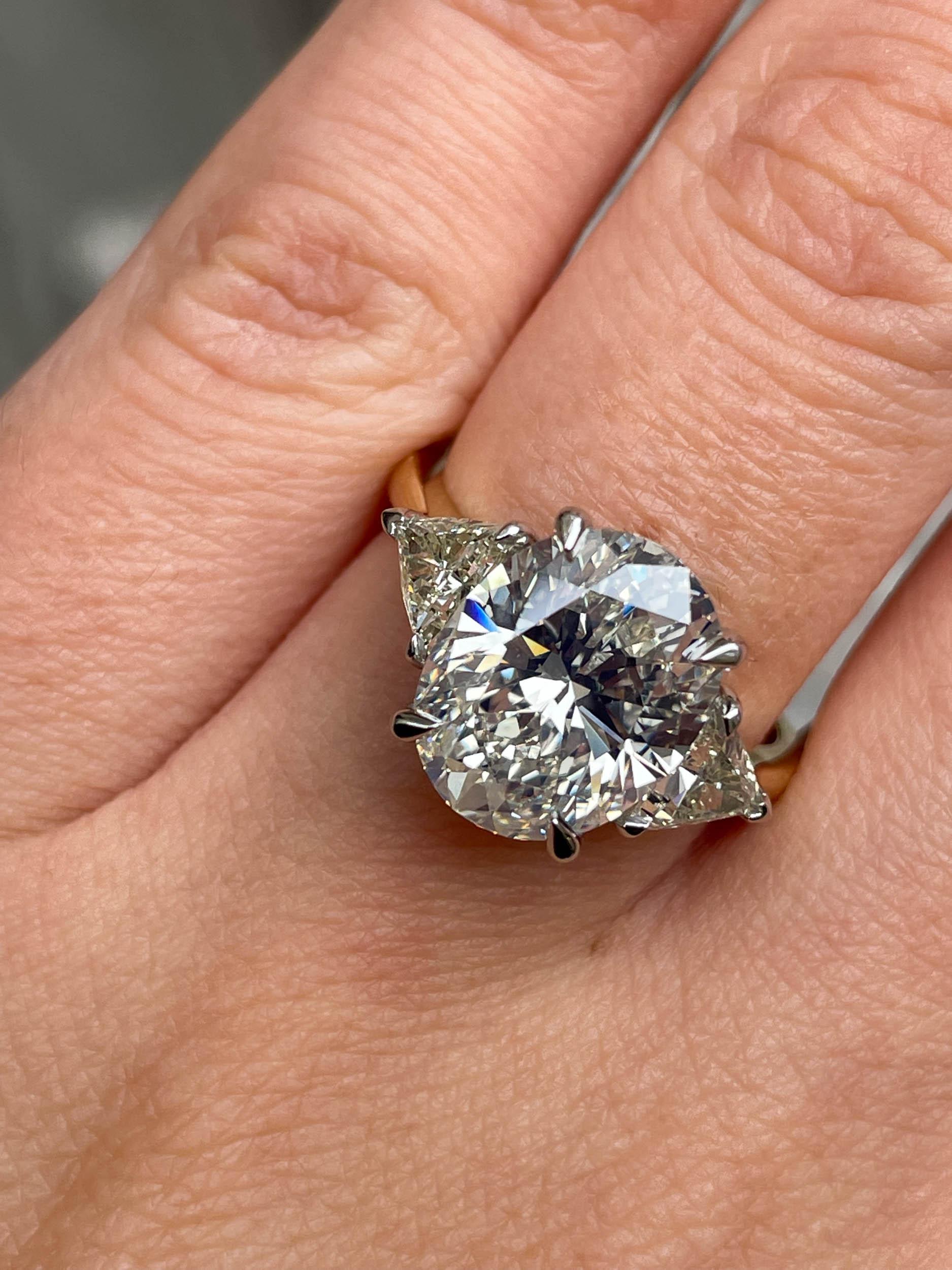 GIA Shy 5ct Estate Vintage Oval Diamond Engagement Wedding 18k YG Platinum Ring 5