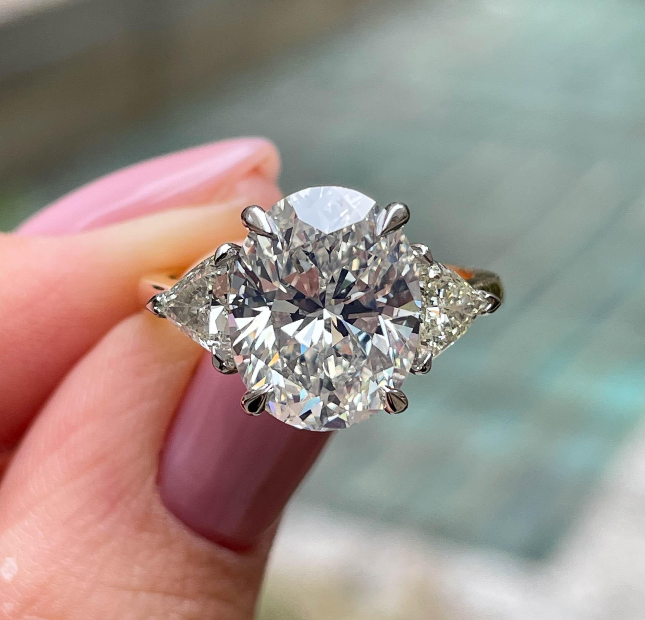 GIA Shy 5ct Estate Vintage Oval Diamond Engagement Wedding 18k YG Platinum Ring 7
