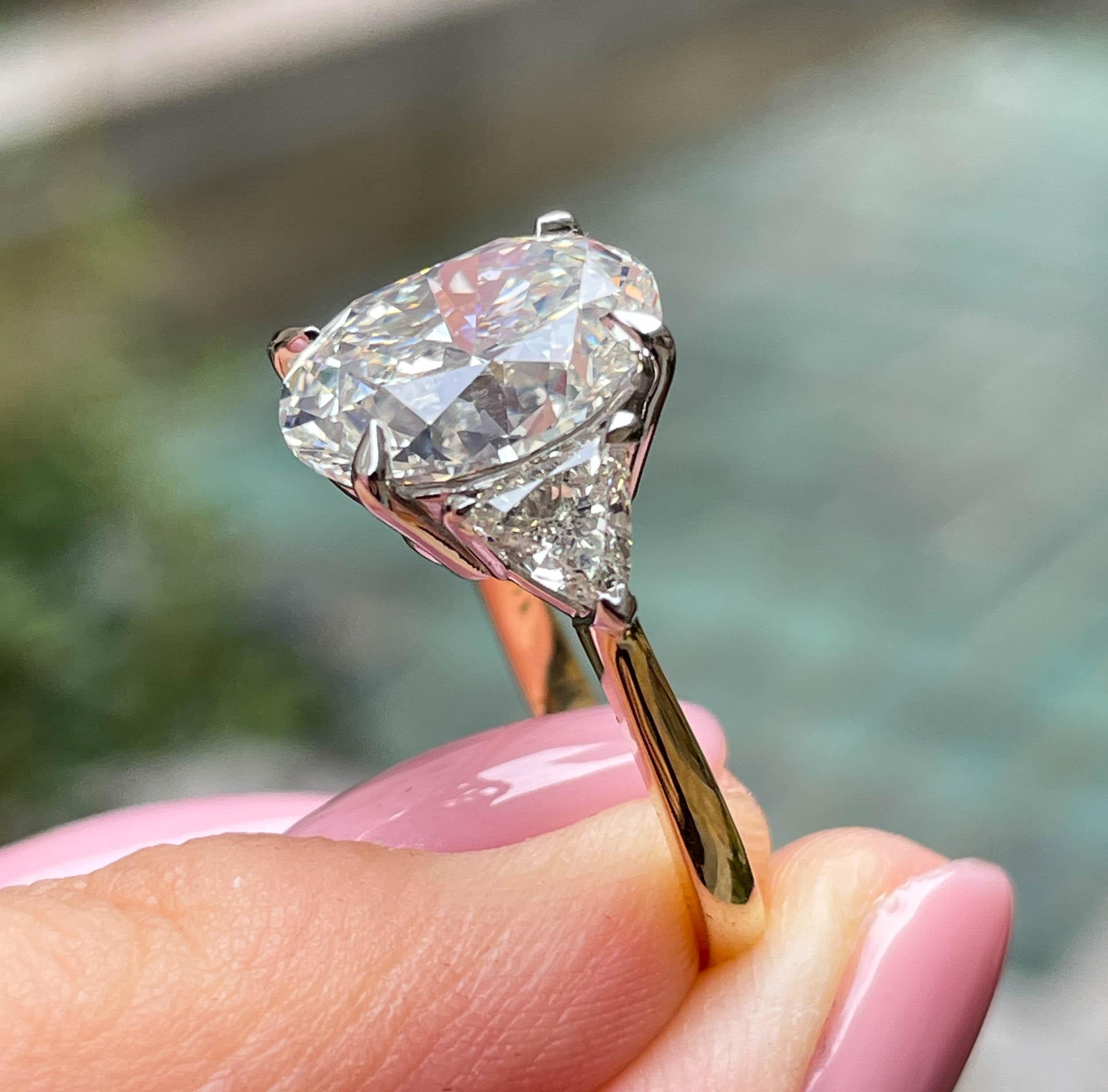 GIA Shy 5ct Estate Vintage Oval Diamond Engagement Wedding 18k YG Platinum Ring 9