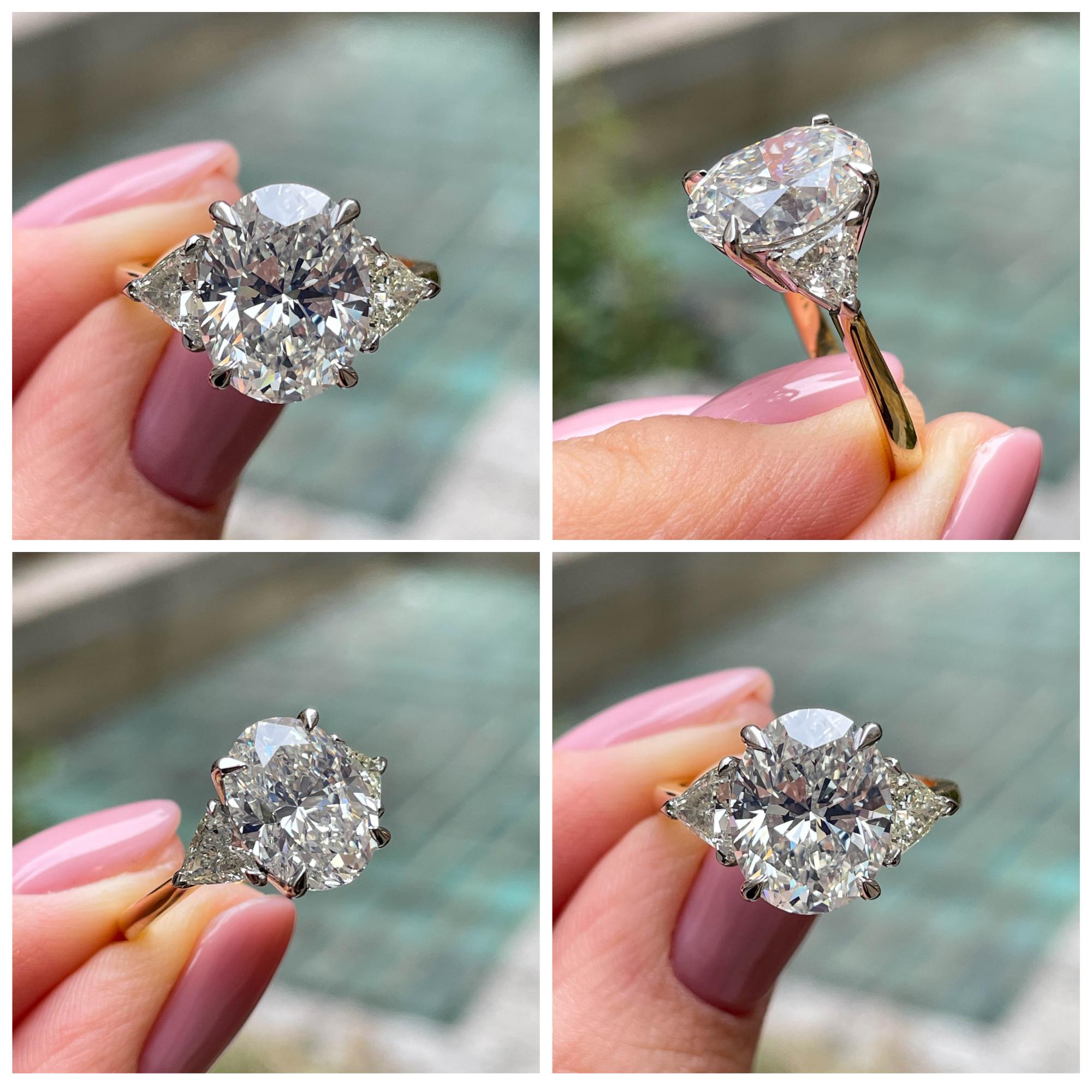 GIA Shy 5ct Estate Vintage Oval Diamond Engagement Wedding 18k YG Platinum Ring 3