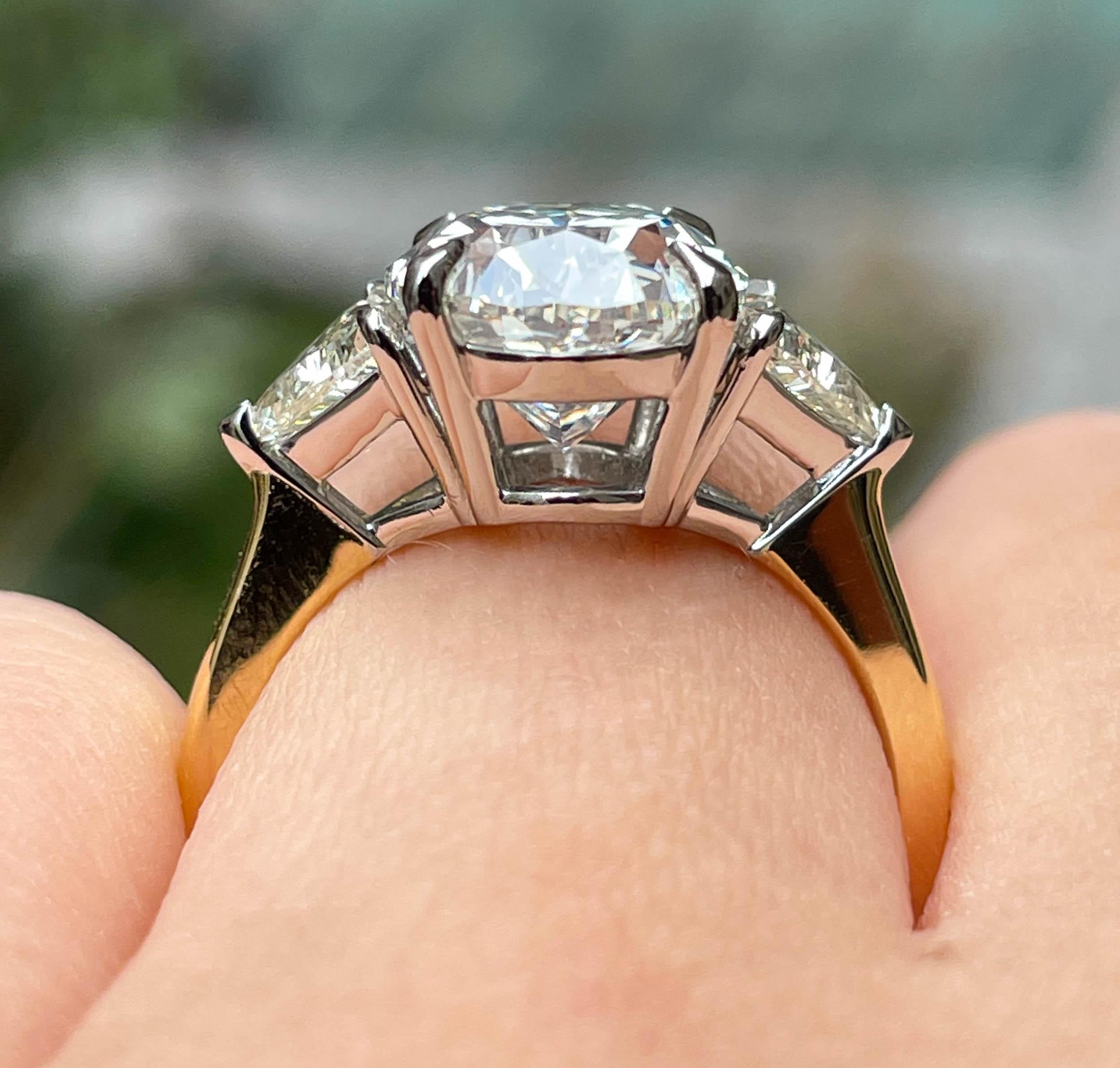 GIA Shy 5ct Estate Vintage Oval Diamond Engagement Wedding 18k YG Platinum Ring 4