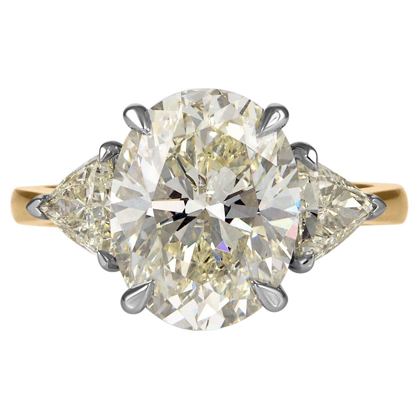 GIA Shy 5ct Estate Vintage Oval Diamond Engagement Wedding 18k YG Platinum Ring