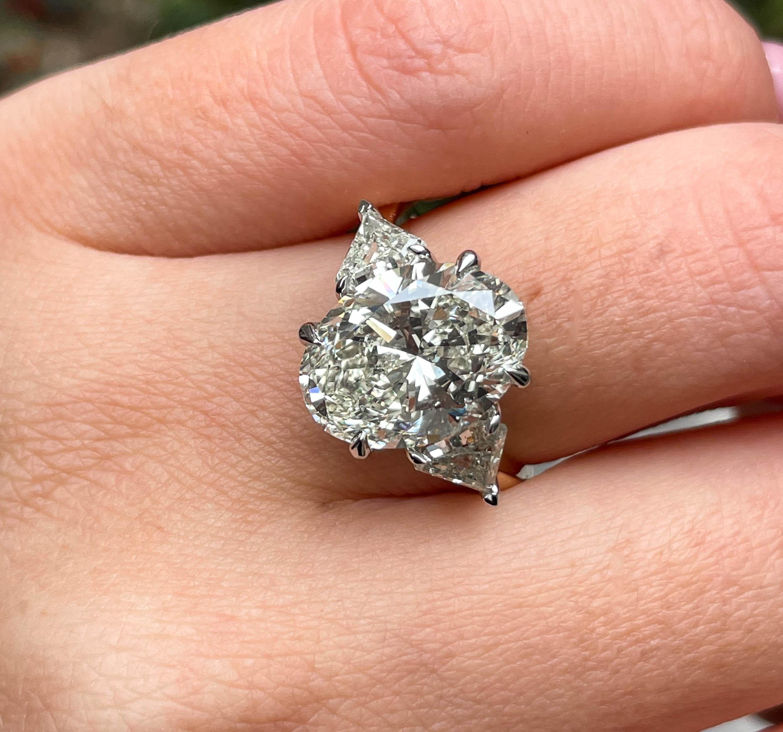 GIA Shy 6ct Estate Vintage Oval Diamond Engagement Wedding 18k YG Platinum Ring 6